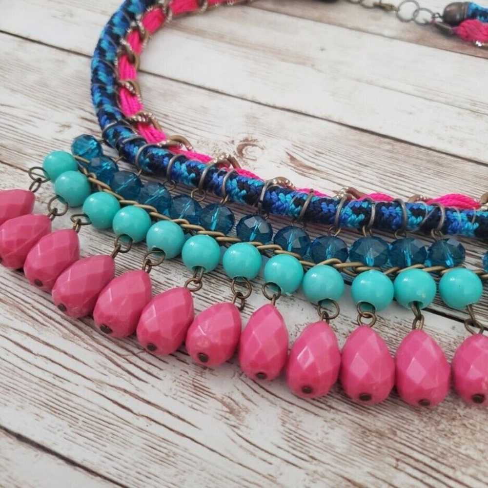 Vintage Necklace Blue, Pink, Turquoise Tone State… - image 4