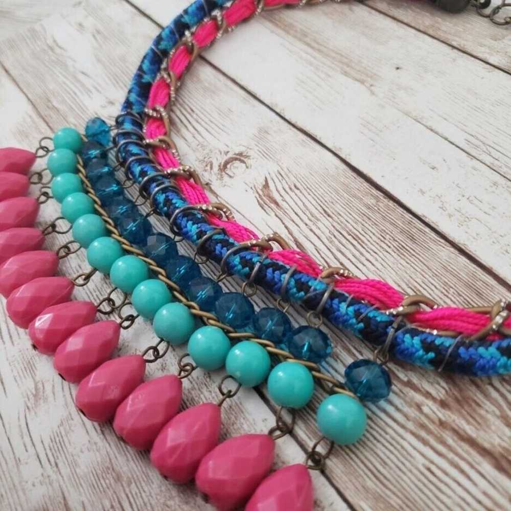 Vintage Necklace Blue, Pink, Turquoise Tone State… - image 5