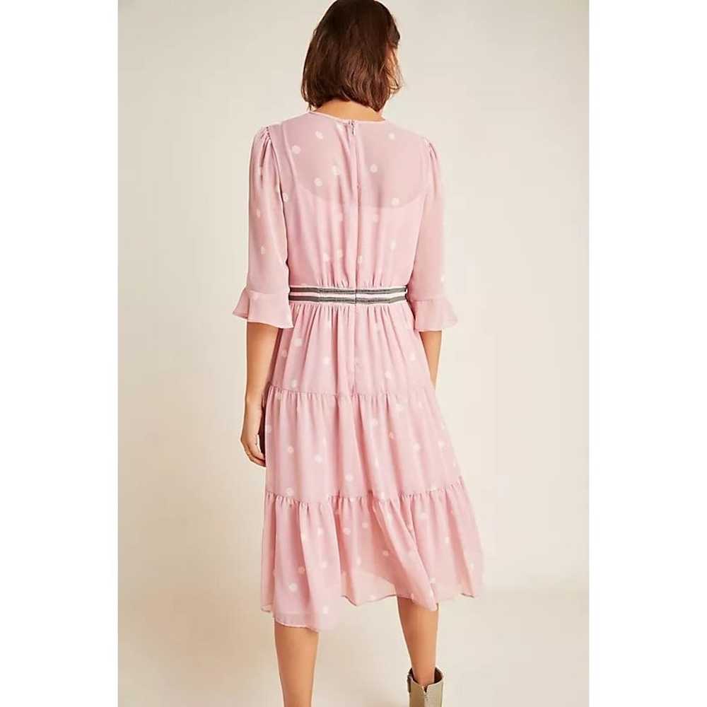 Gal Meets Glam Finley Pink Polka Dot Tiered Midi … - image 2