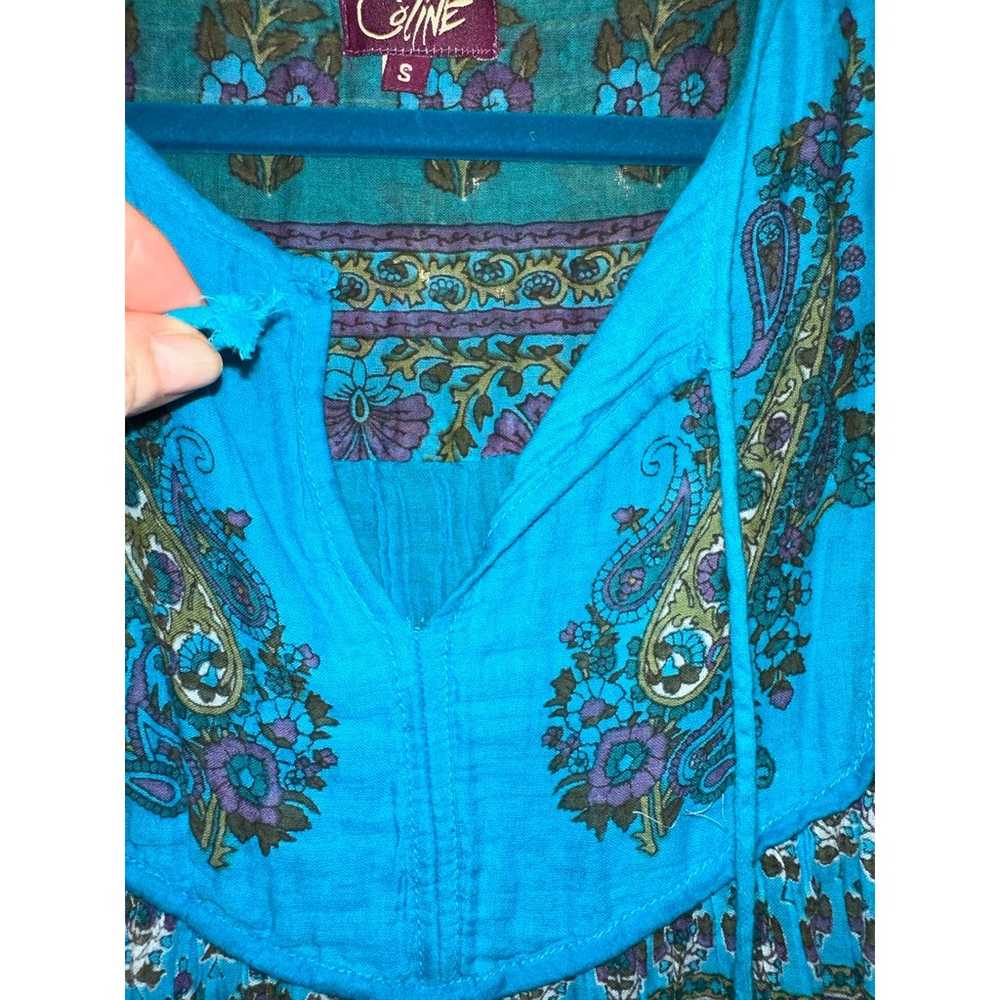 NWOT TURQUOISE SLEEVELESS BLOCK PRINT HIPPIE BOHO… - image 8