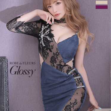 Robe de Fleurs Glossy Nightdress Navy - image 1