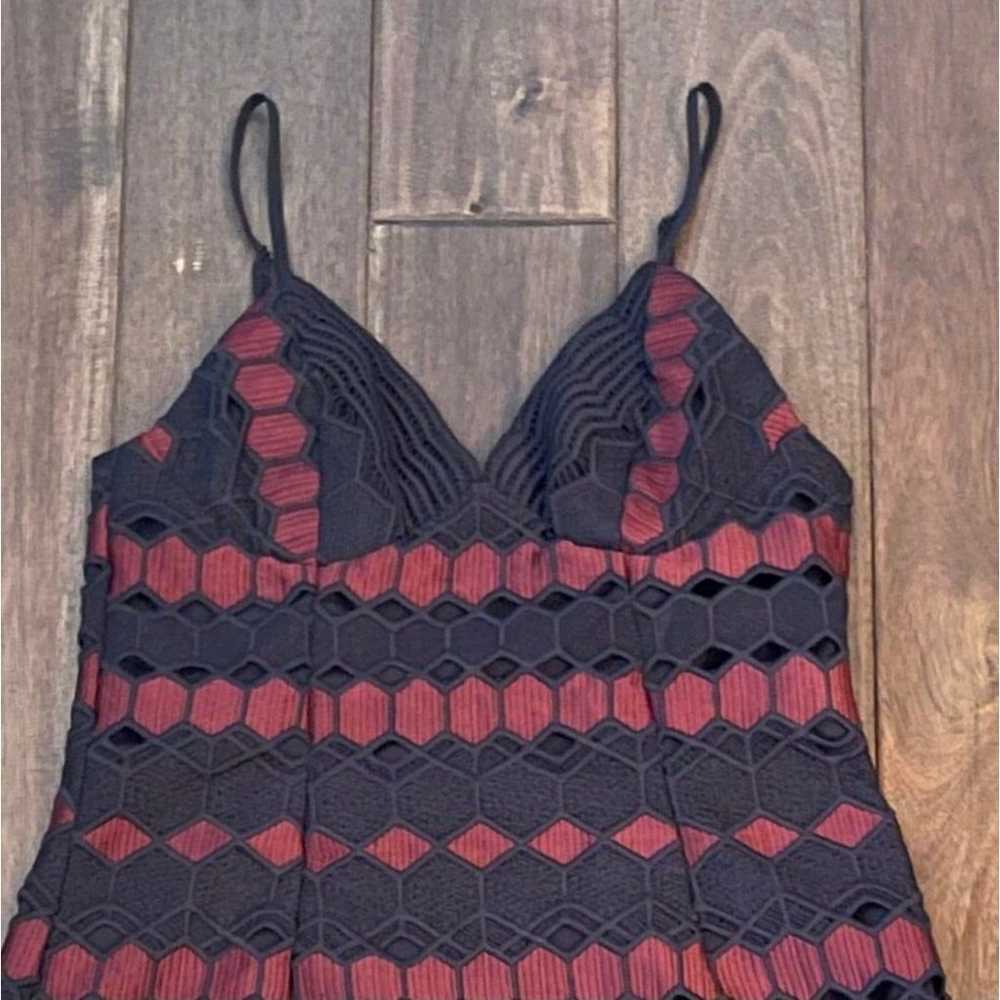 Bardot Navy & Burgundy Lace Cocktail Midi Dress 6 - image 2