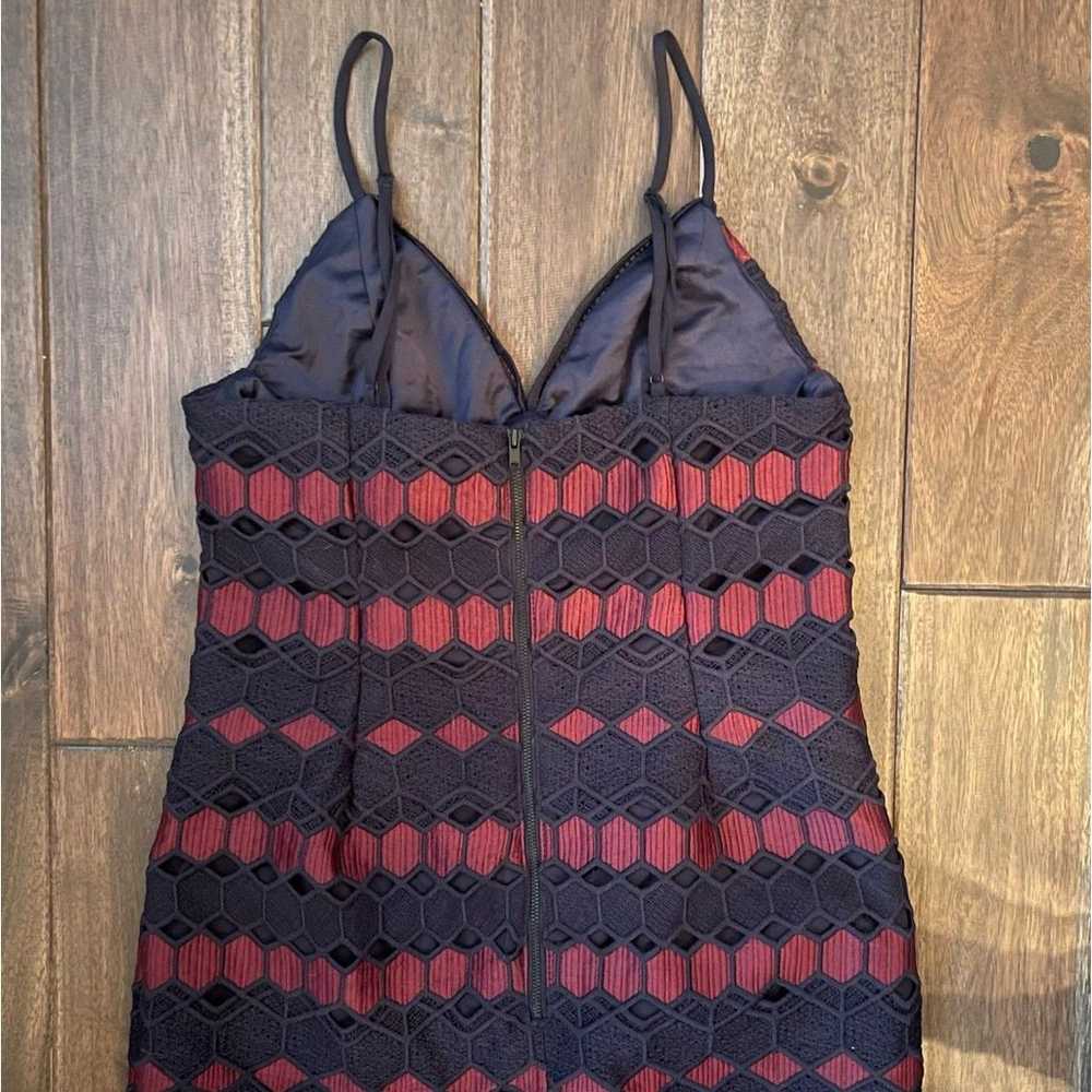 Bardot Navy & Burgundy Lace Cocktail Midi Dress 6 - image 3