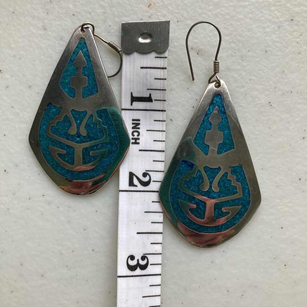 Earrings alpaca and turquoise - image 4