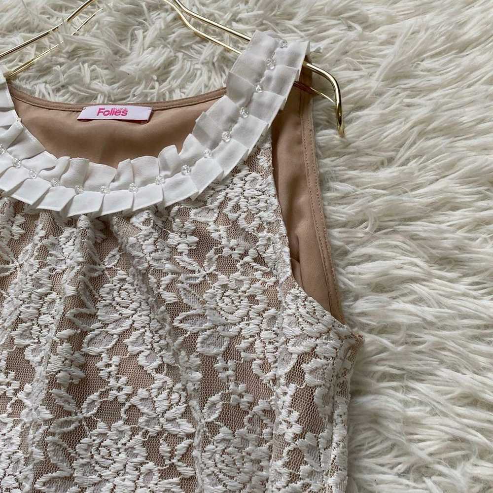 "Like New" Folies 2-way Dress White Beige 36 Lace - image 3