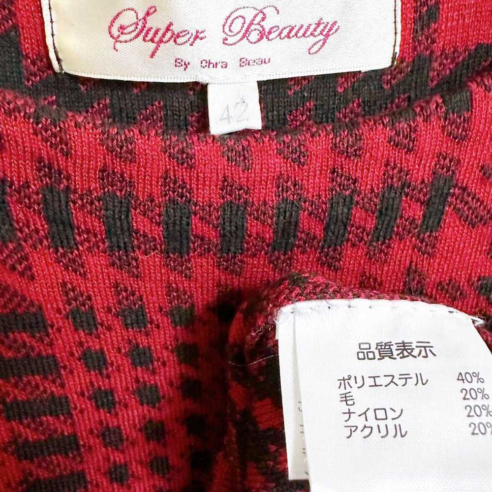 【Super Beauty】 Red Check Pearl One-Piece with Rib… - image 6