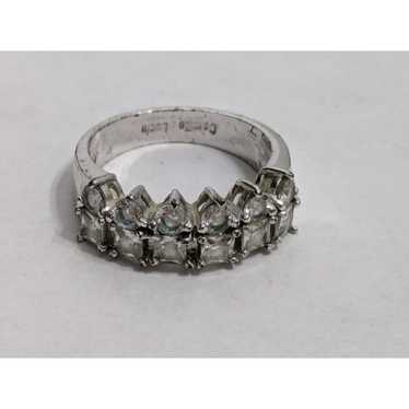 Camilla Lucia Ring Sz 9 Rhinestone Silver Tone Fa… - image 1