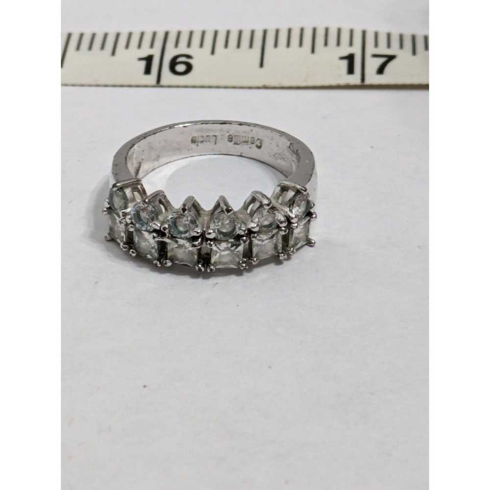 Camilla Lucia Ring Sz 9 Rhinestone Silver Tone Fa… - image 8