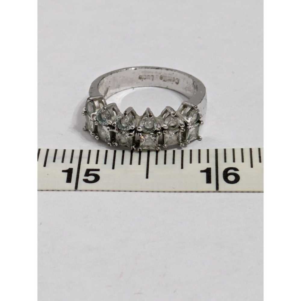 Camilla Lucia Ring Sz 9 Rhinestone Silver Tone Fa… - image 9