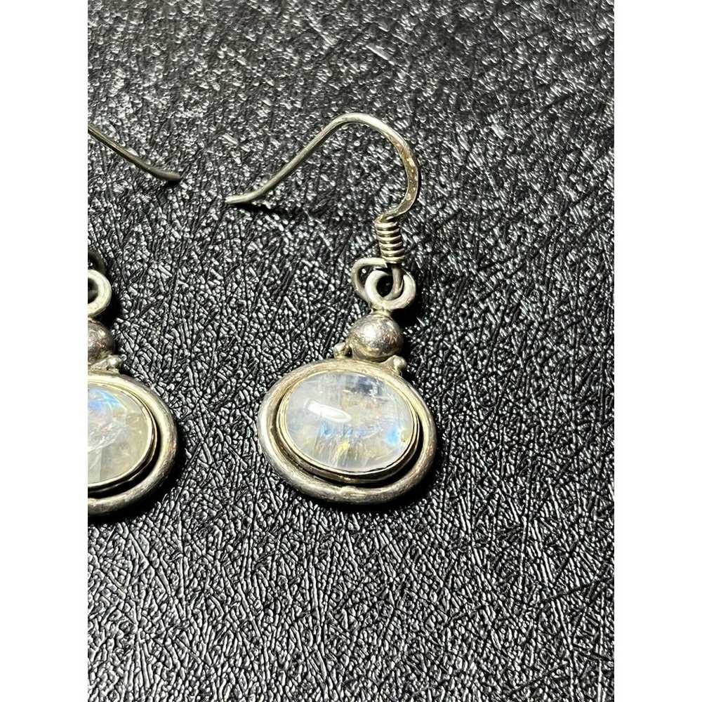 Vintage Moonstone Cabochon Sterling Silver Dangle… - image 2