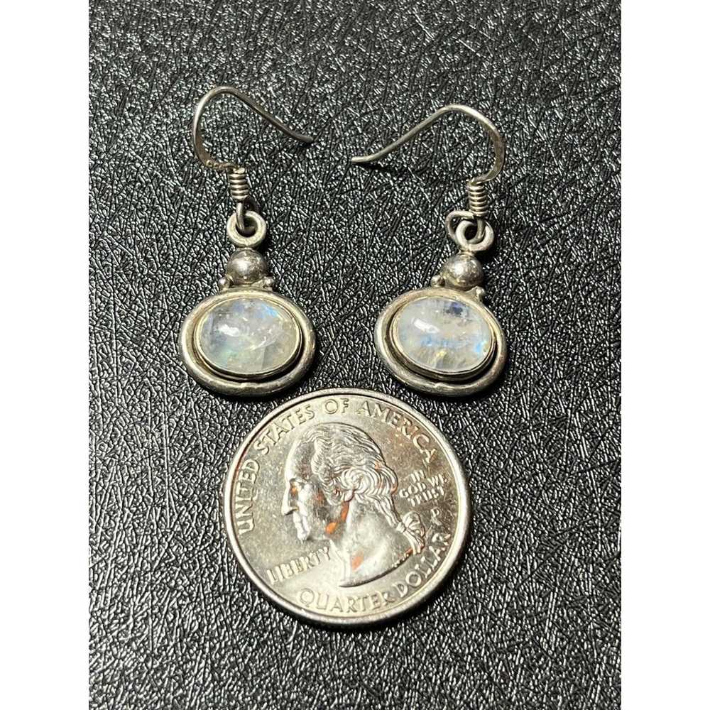 Vintage Moonstone Cabochon Sterling Silver Dangle… - image 3