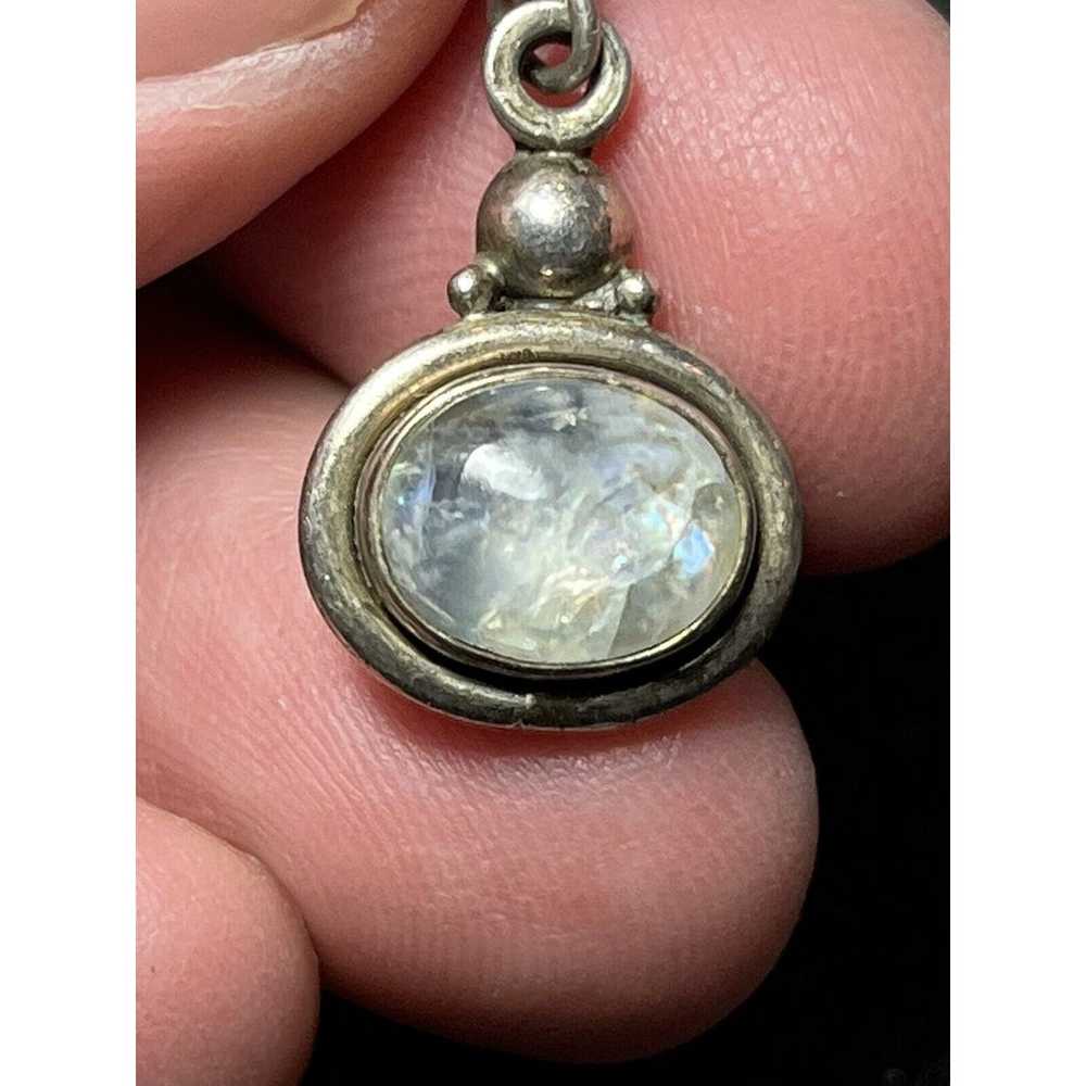 Vintage Moonstone Cabochon Sterling Silver Dangle… - image 6