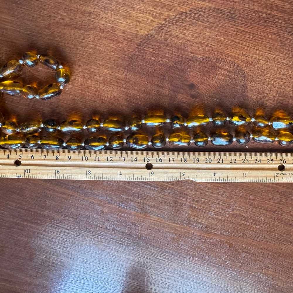 Vintage Honey/Amber Chunky Beaded Necklace Long - image 6