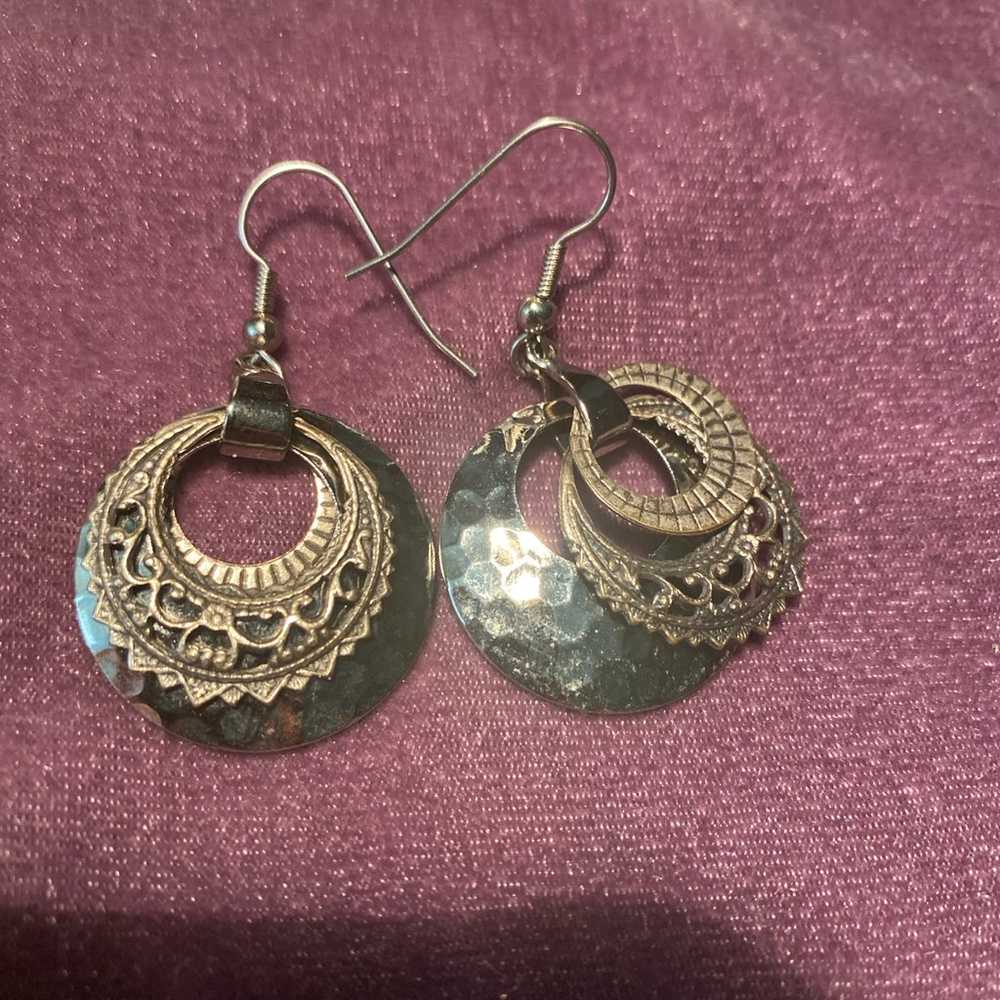 Vintage sterling silver ornate Earrings - image 1