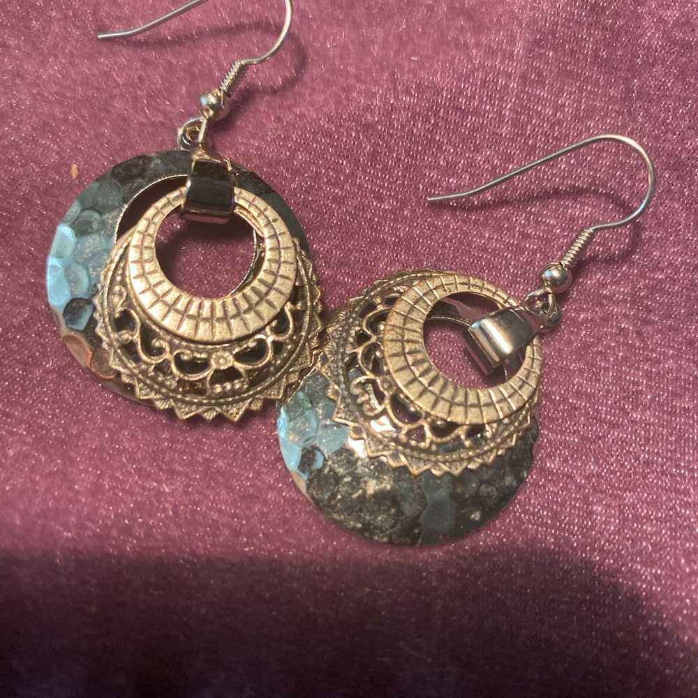 Vintage sterling silver ornate Earrings - image 2