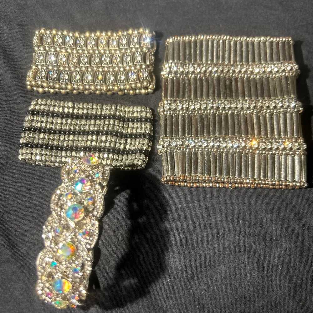 Vintage Rhinestone Stretch Bracelet Lot - image 7