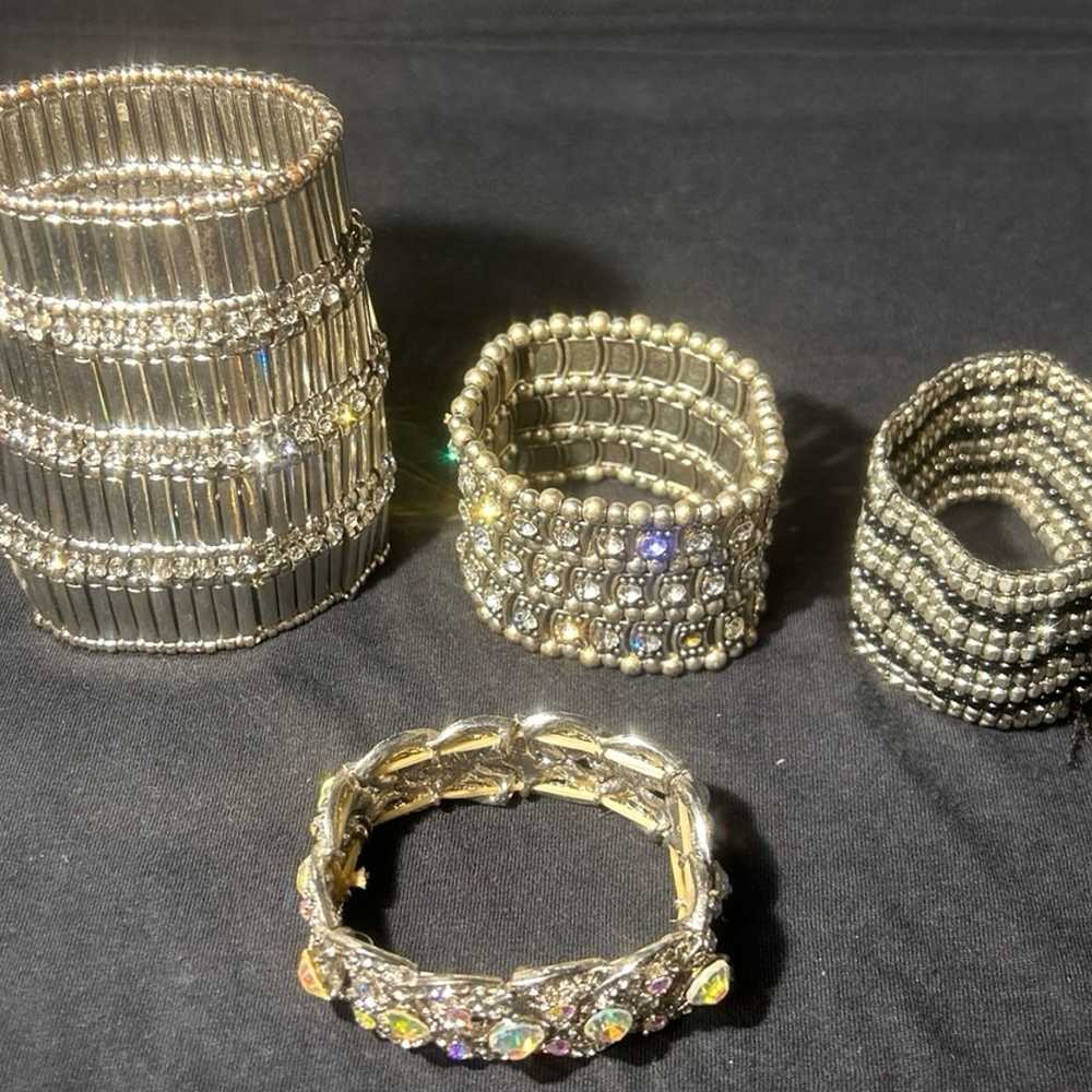 Vintage Rhinestone Stretch Bracelet Lot - image 8