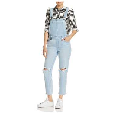 Paige Sierra Light Distressed Denim Overalls in Li