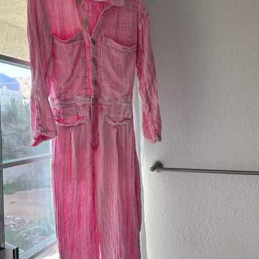 Free people pink gauze jumpsuit