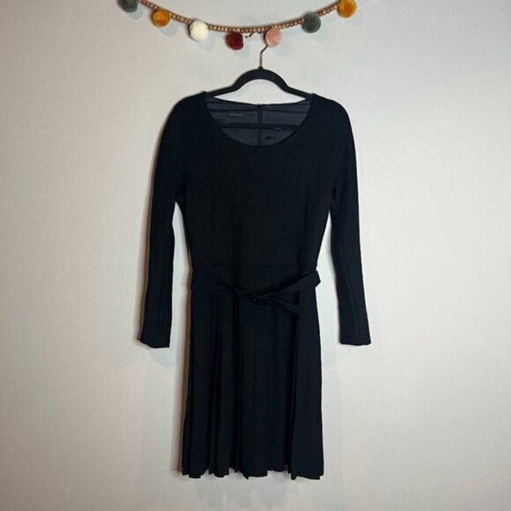 Victor Victoria black pleated belted wool dress - image 1