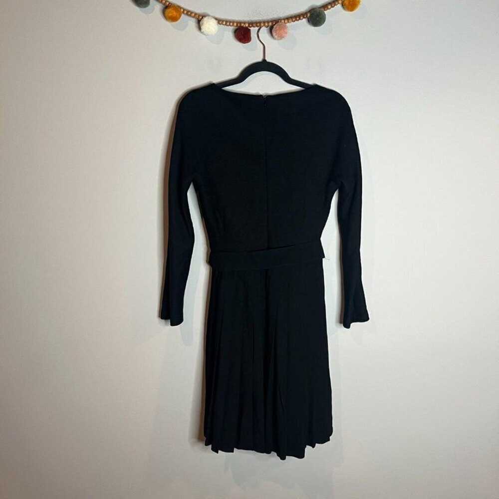 Victor Victoria black pleated belted wool dress - image 6