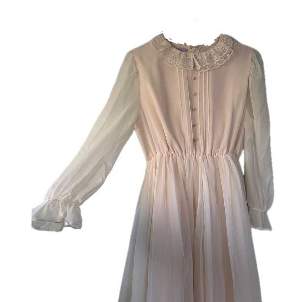 Handmade item: White chiffon long dress, long sle… - image 3