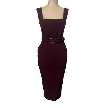 Nookie Maroon Mariana Belted Midi Dress size Mediu