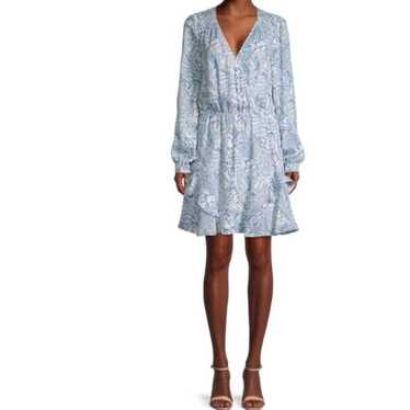 PARKER Harbin Spotted Silk Dress Long Sleeve Tier… - image 1