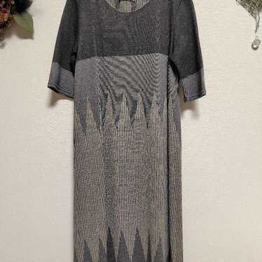 FIFILLES Gray Geometric Pattern Short Sleeve Knit… - image 1