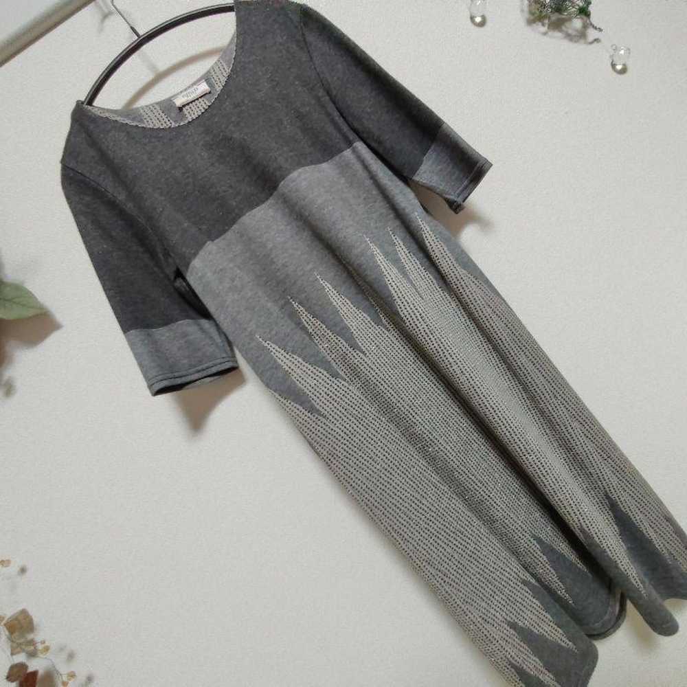 FIFILLES Gray Geometric Pattern Short Sleeve Knit… - image 6