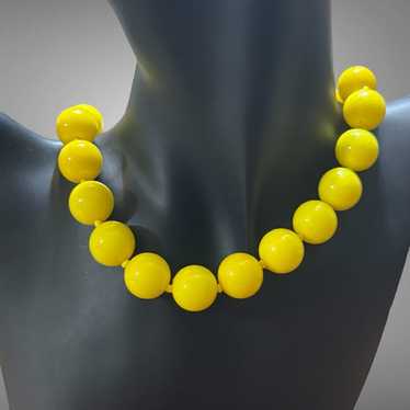 Vintage Large Yellow Beaded Choker Necklace