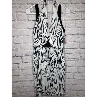 Suboo Black & White Artsy Print Halter Mini Dress… - image 1