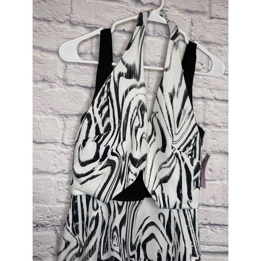 Suboo Black & White Artsy Print Halter Mini Dress… - image 2