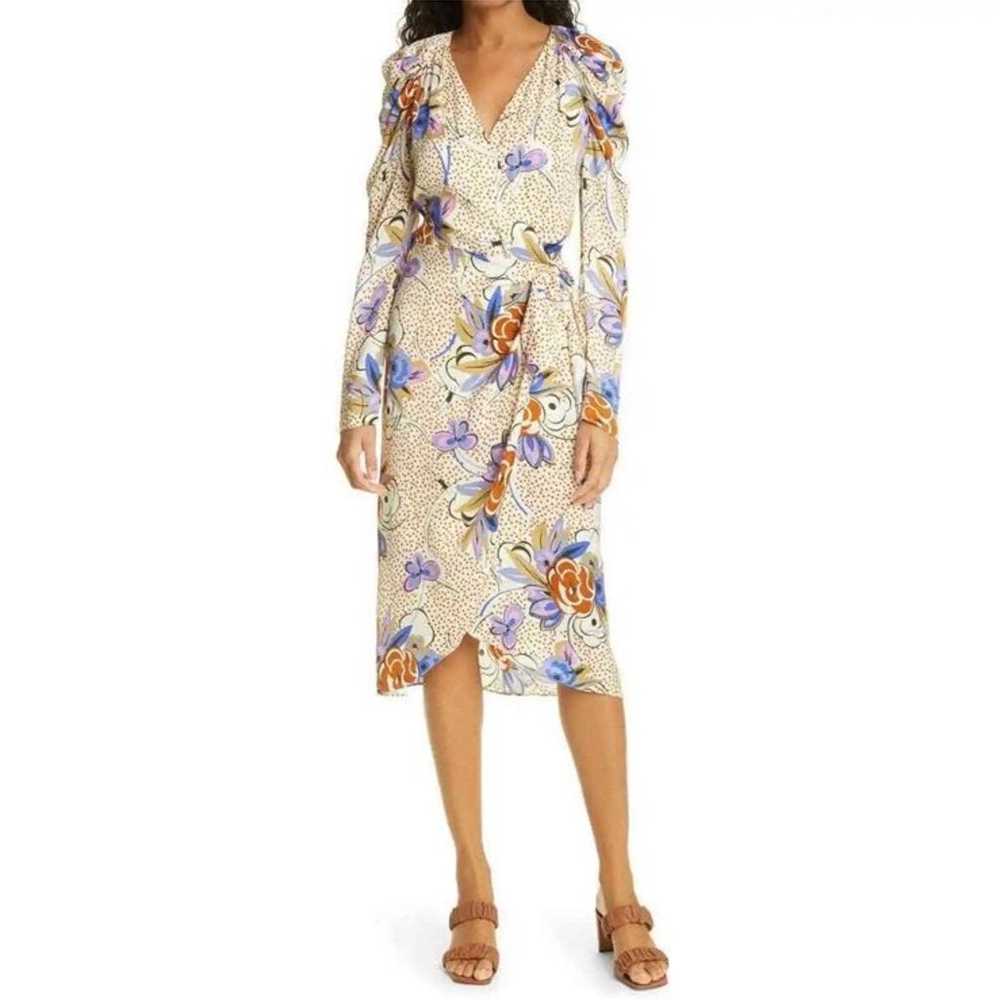 Les Reveries Floral Dot Long Sleeve Wrap Dress Si… - image 2