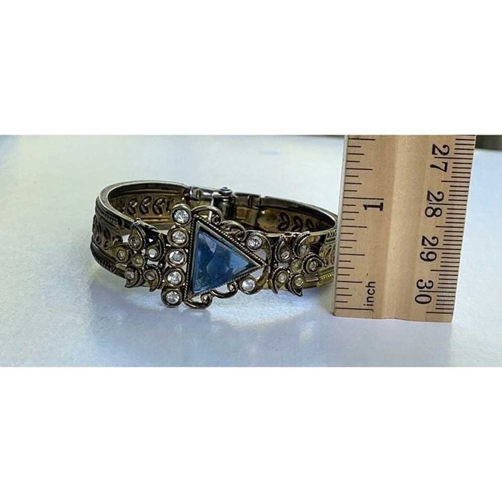 Beautiful blue and clear rhinestone vintage clamp… - image 4