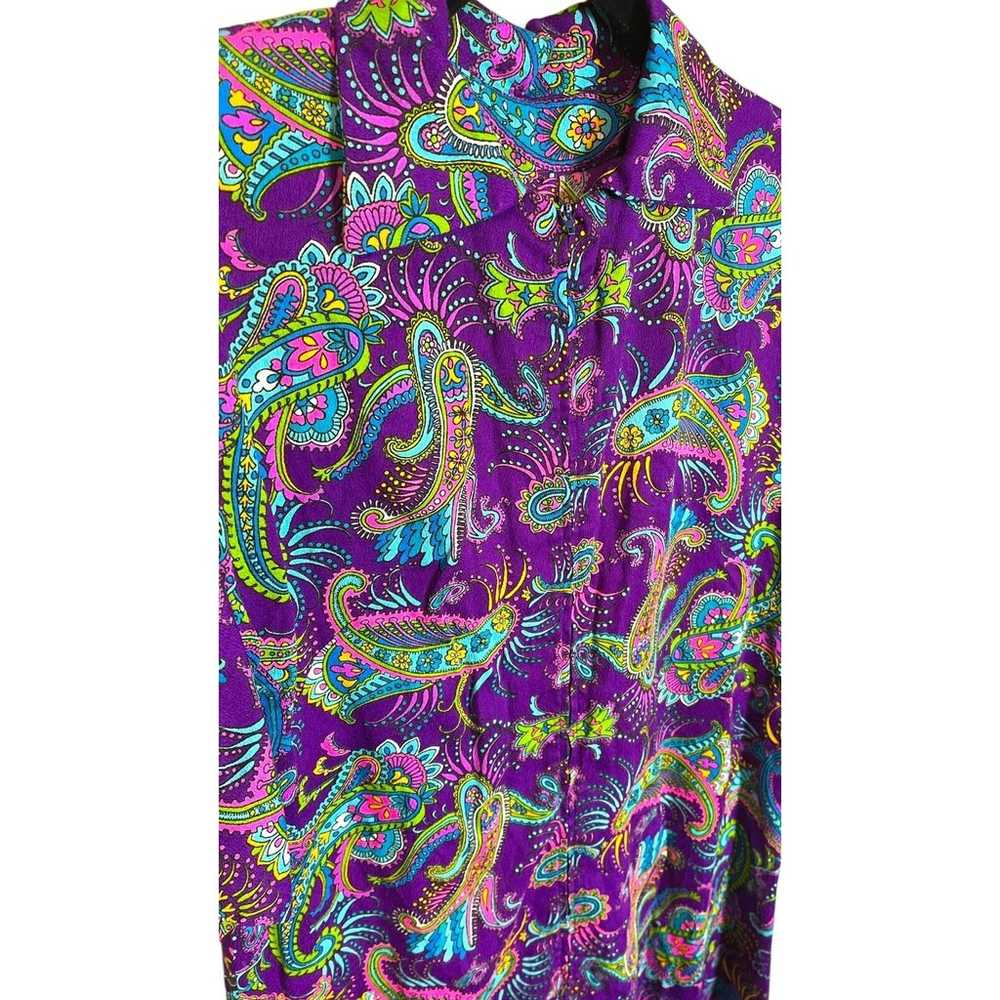 Vintage 60s Purple Psychedelic Print Lounge Dress… - image 2