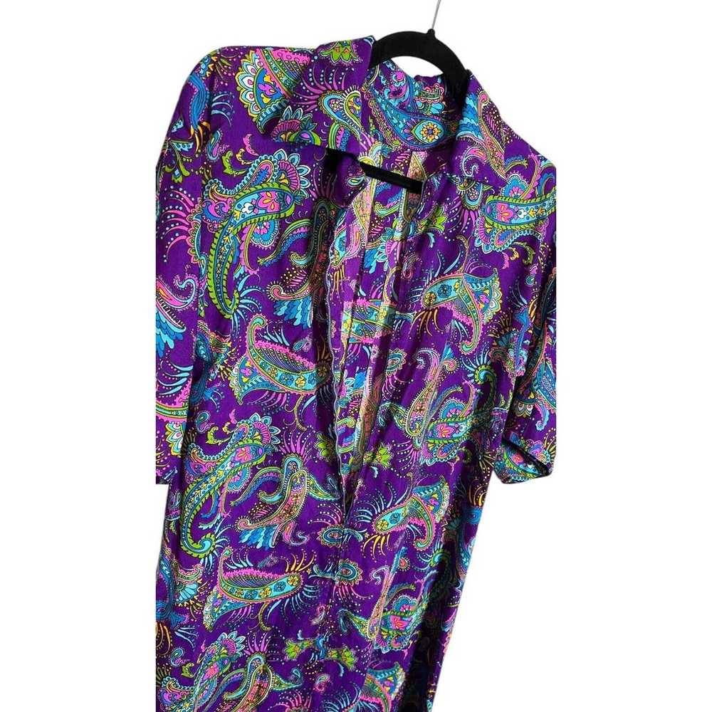 Vintage 60s Purple Psychedelic Print Lounge Dress… - image 3