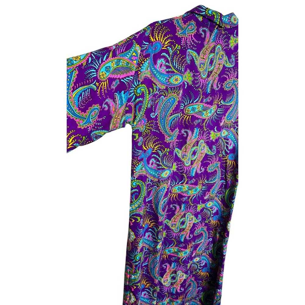 Vintage 60s Purple Psychedelic Print Lounge Dress… - image 4