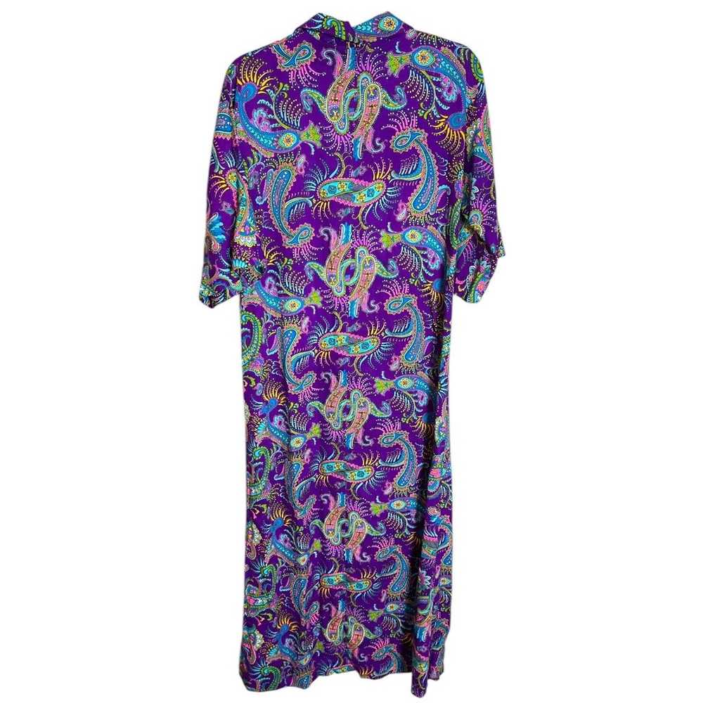 Vintage 60s Purple Psychedelic Print Lounge Dress… - image 5