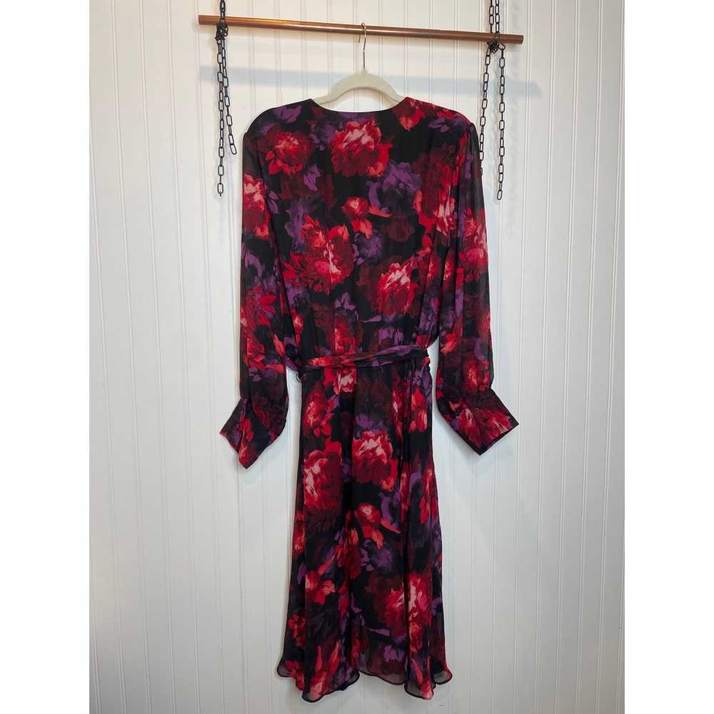 NWOT Jason Wu Red Floral Midi Dress Shirred Skirt… - image 3