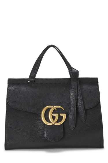 Black Leather GG Marmont Top Handle Flap Bag Smal… - image 1