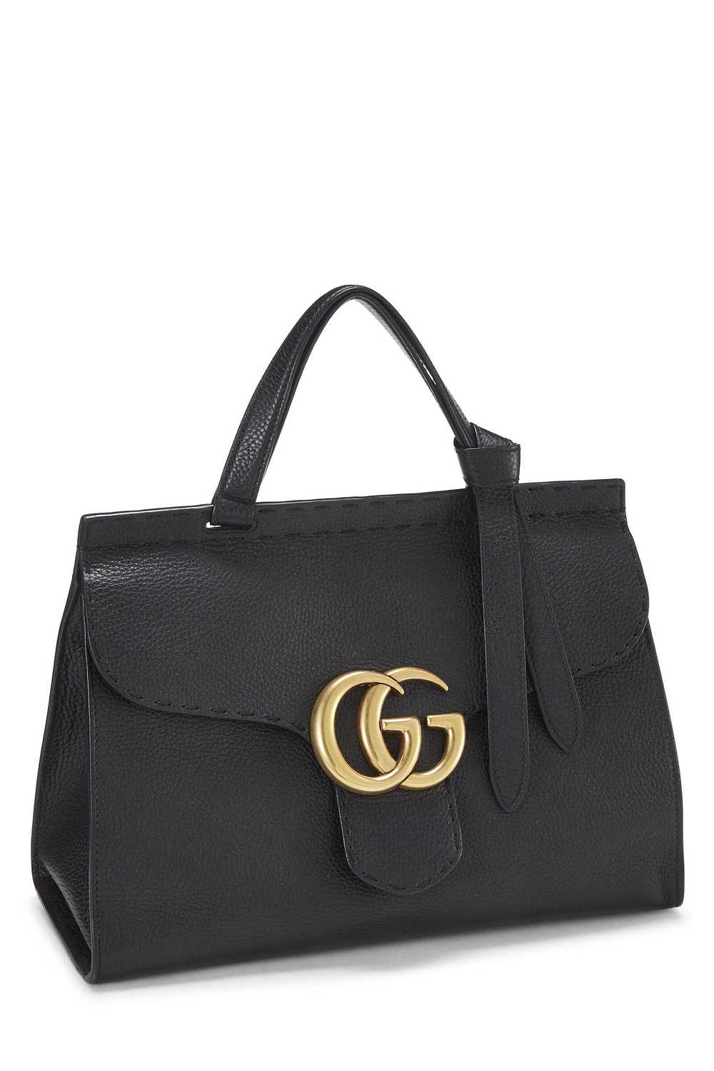 Black Leather GG Marmont Top Handle Flap Bag Smal… - image 2