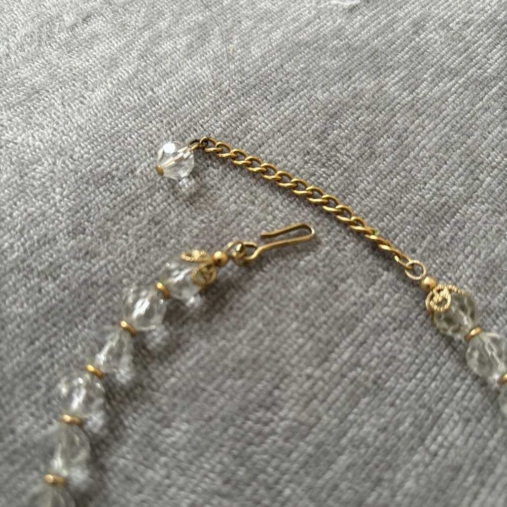 Napier Clear Faceted Glass Gold Tone Hook Vintage… - image 2