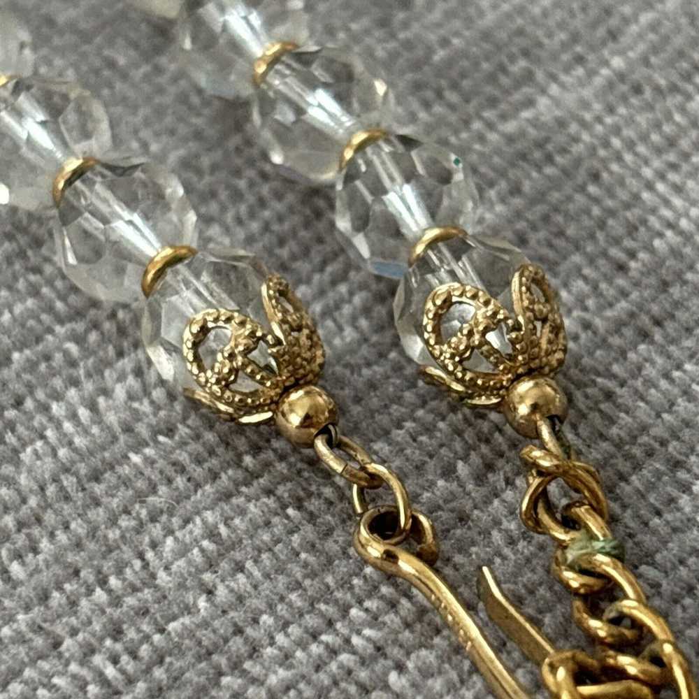 Napier Clear Faceted Glass Gold Tone Hook Vintage… - image 4