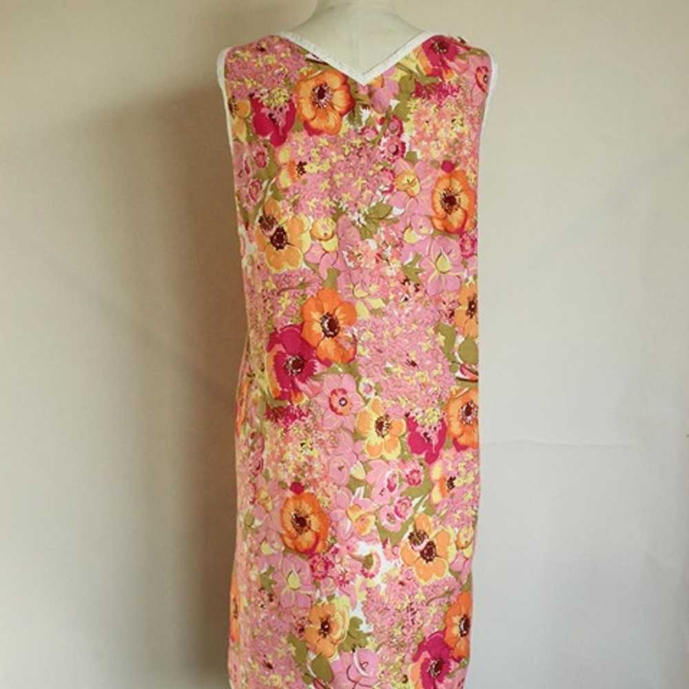 Vintage 1960s Dress, Volup Pink Floral Print Sund… - image 7