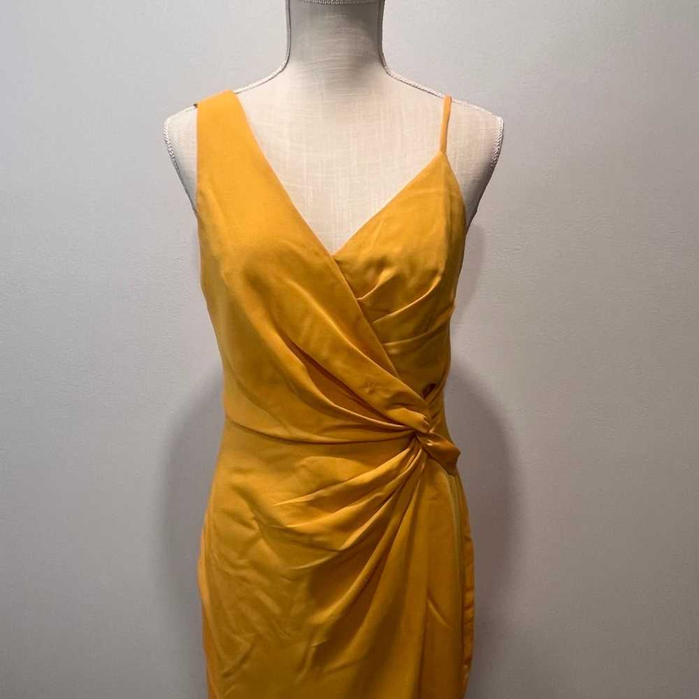 BCBGMAXAZRIA Golden Yellow Mock Wrap Dress Size 6… - image 2