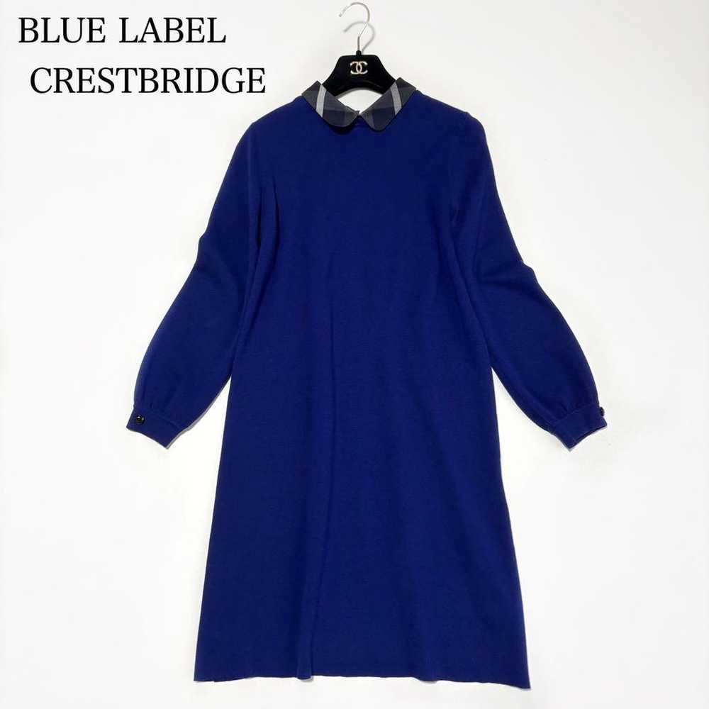 Blue Label Crestbridge Collared Knit Dress Blue S… - image 1