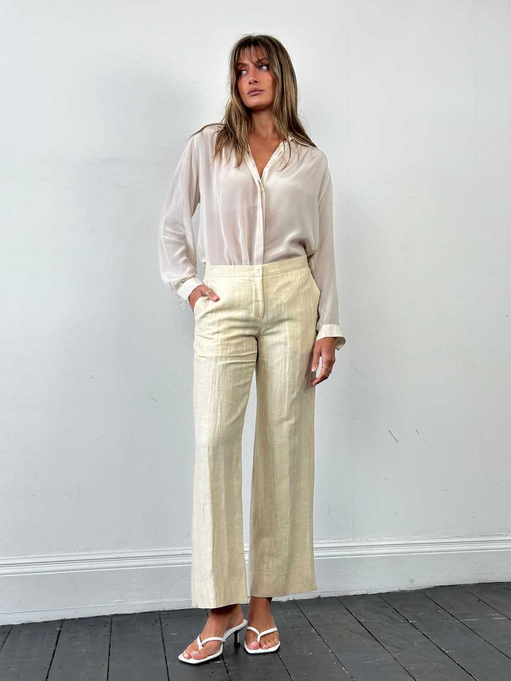 Max Mara Linen Silk Low Waist Crinkle Trousers - … - image 4