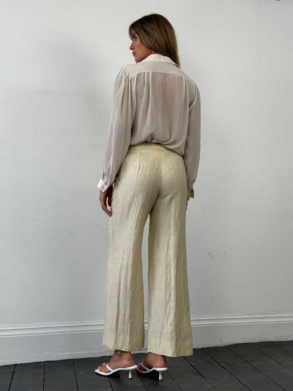 Max Mara Linen Silk Low Waist Crinkle Trousers - … - image 5