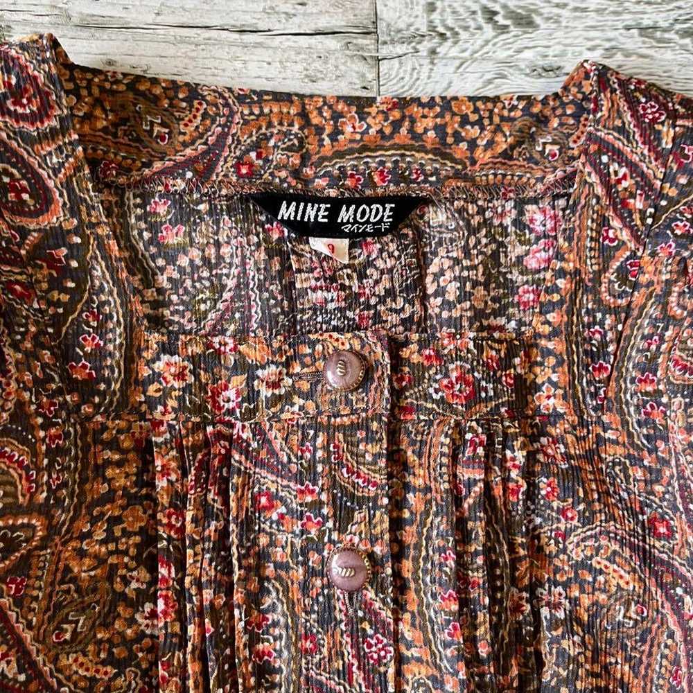 Showa retro paisley pattern long-sleeved long one… - image 5